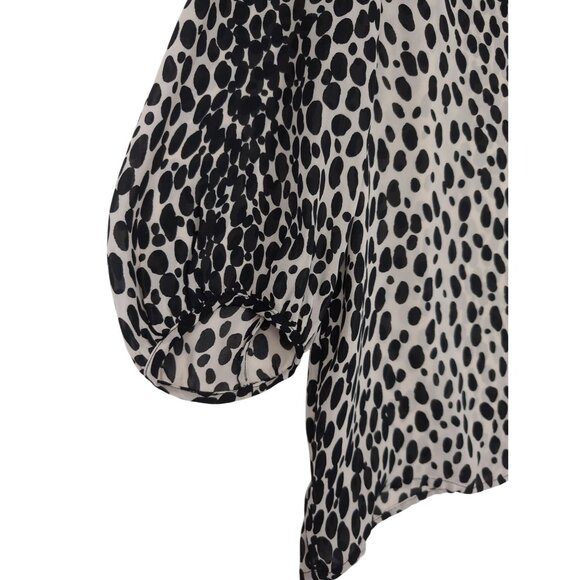 Talbots Button Up Semi Sheer Top Women 16 Petite Beige Black Animal Print Career - Picture 4 of 8